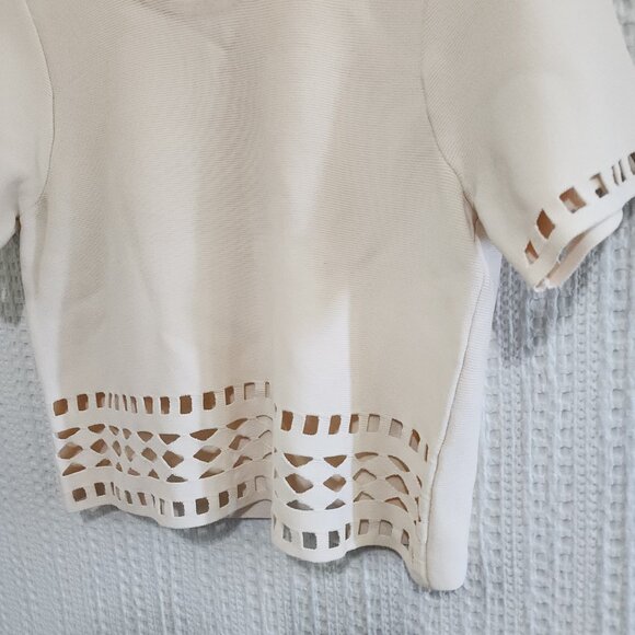 Rachel Roy Women's Triangles & Rectangles Crop Top Blouse Off-White Size Large - Picture 11 of 14